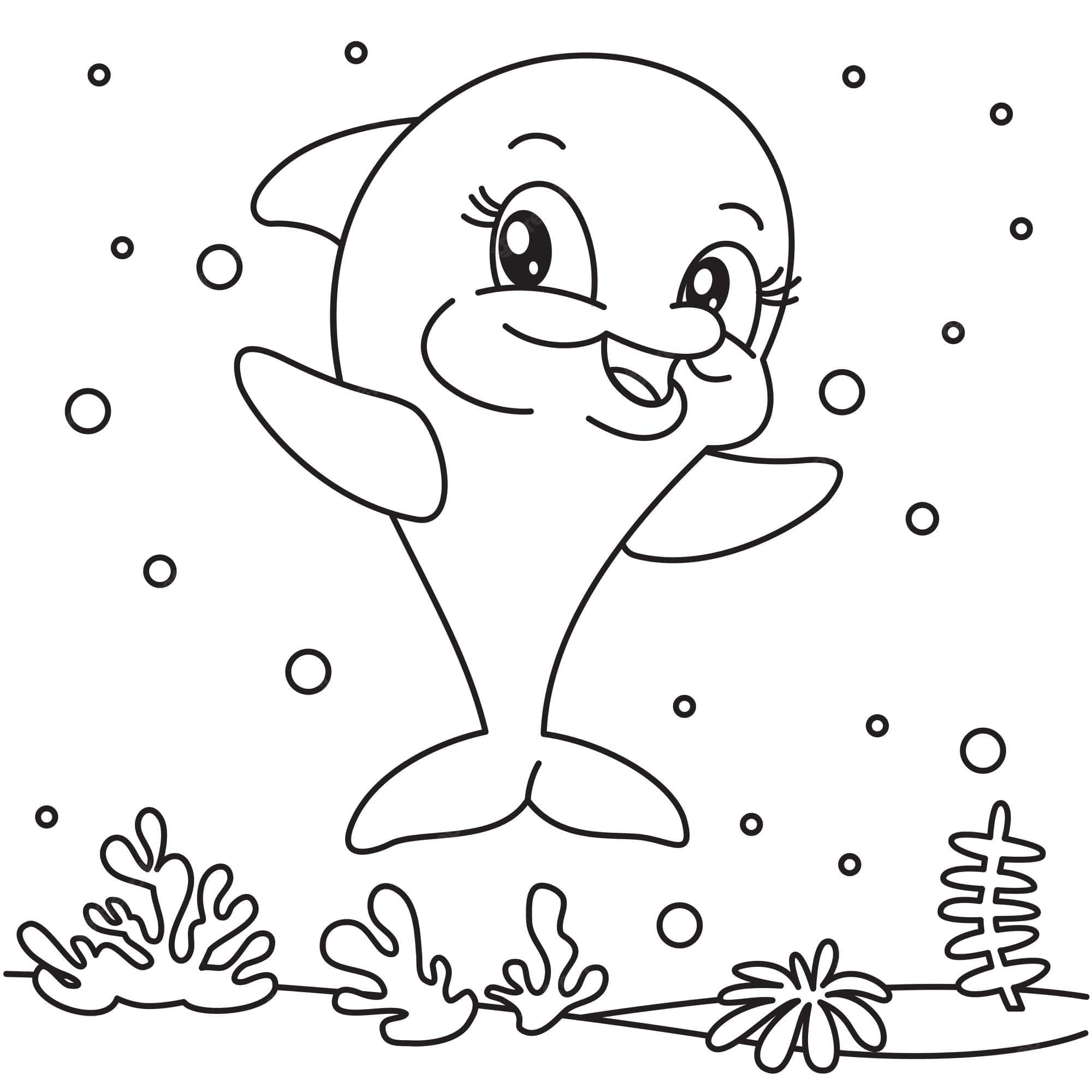 cartoon dolphin, smiling hills, river, Full HD Desktop Wallpaper