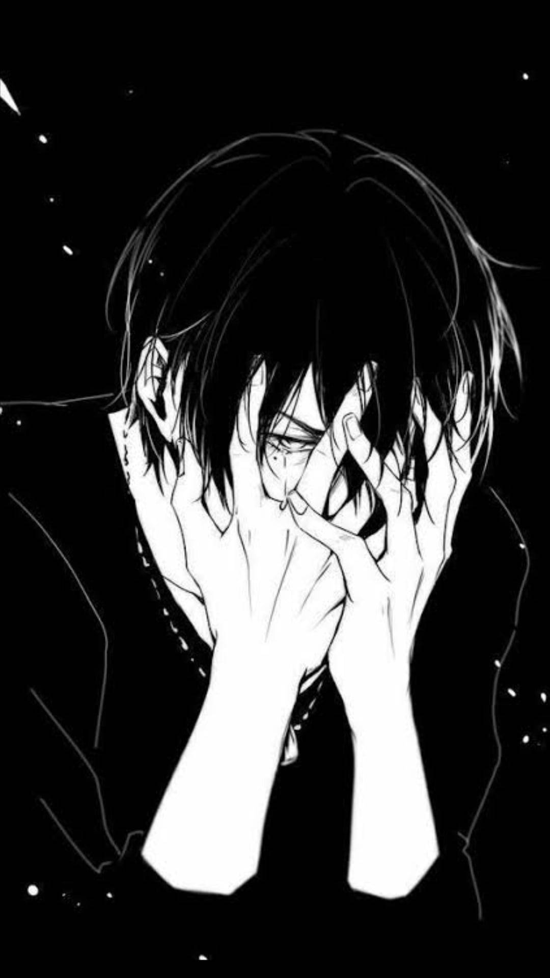 black and white, anime character, messy hair, Full HD Phone Wallpaper