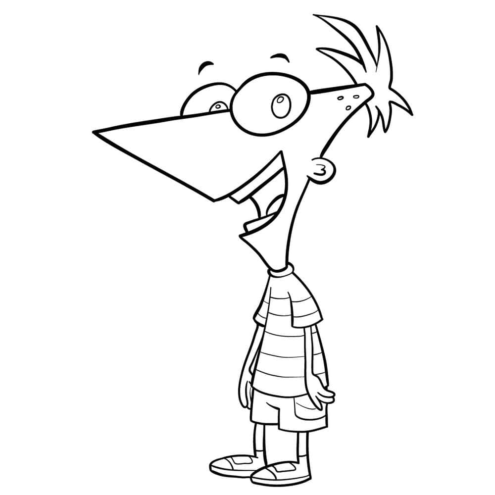 black and white cartoon boy, long nose, wild hair, SD Desktop Wallpaper