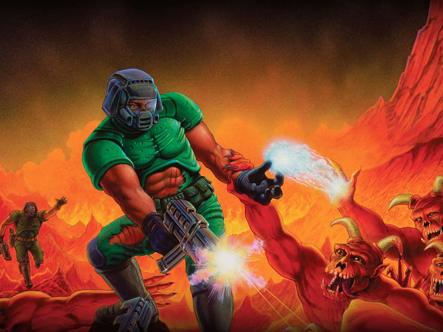 Cartoon Games, green-clad warrior, demonic creatures, HD Desktop Wallpaper