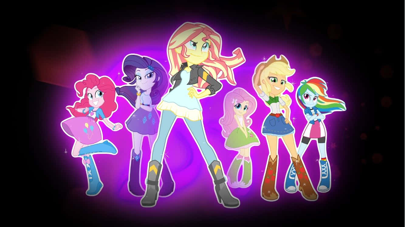 Cartoon Games, pony girls, glowing purple background, HD Desktop Wallpaper