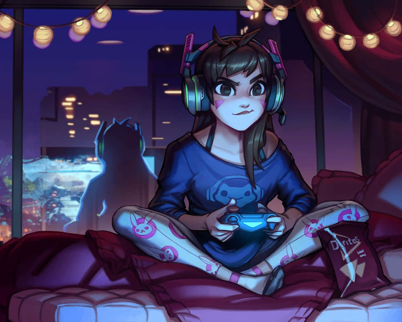 Cartoon Games, controller, headphones, HD Desktop Wallpaper