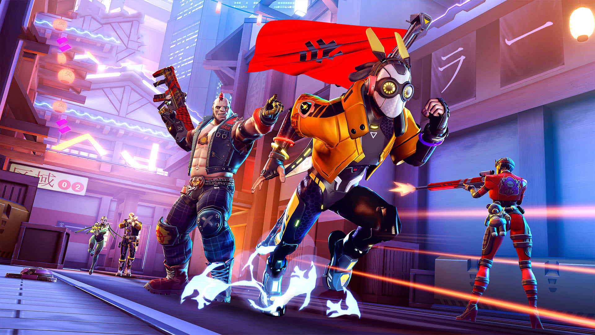 Cartoon Games, anime-style characters, futuristic city, Full HD Desktop Wallpaper