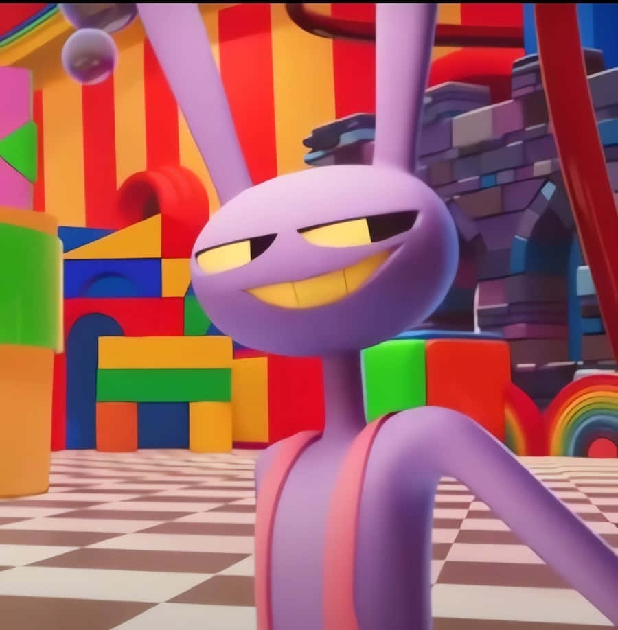 purple cartoon rabbit, mischievous grin, vibrant, SD Phone Wallpaper