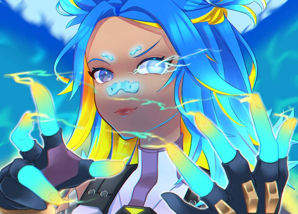 cartoon games, anime girl, electric blue and yellow hair, SD Desktop Wallpaper
