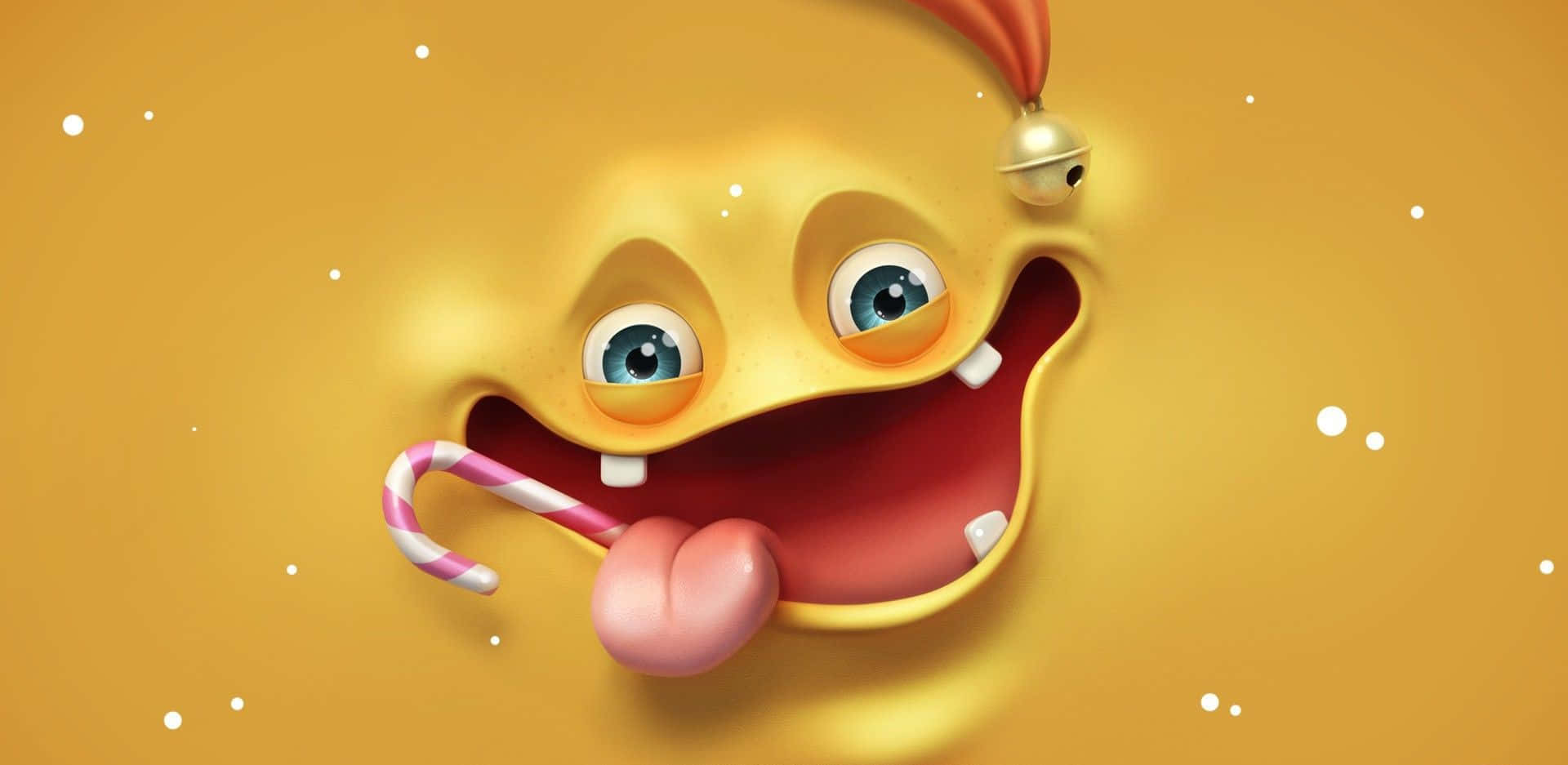 yellow cartoon character, blue eyes, red bell hat, Full HD Desktop Wallpaper
