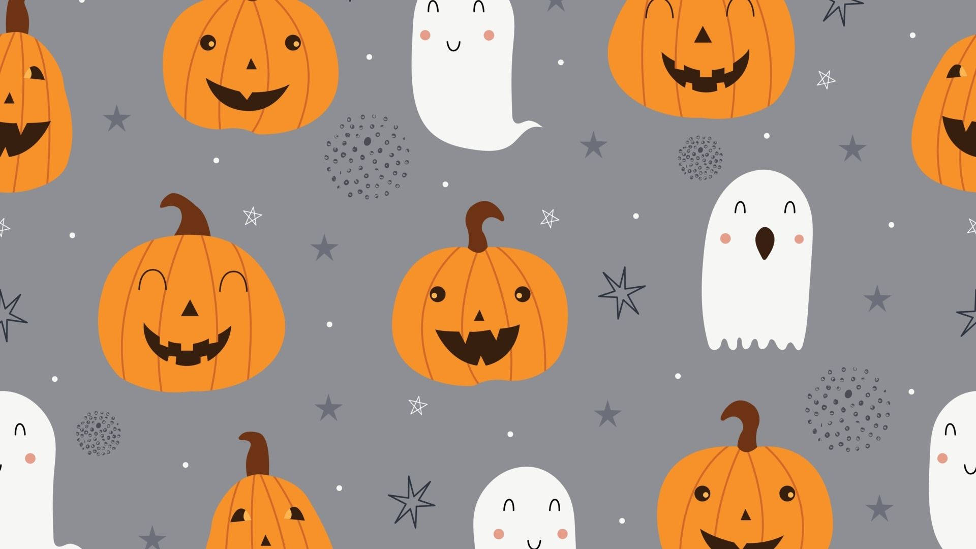 ghost, pumpkin, orange, Full HD Desktop Wallpaper