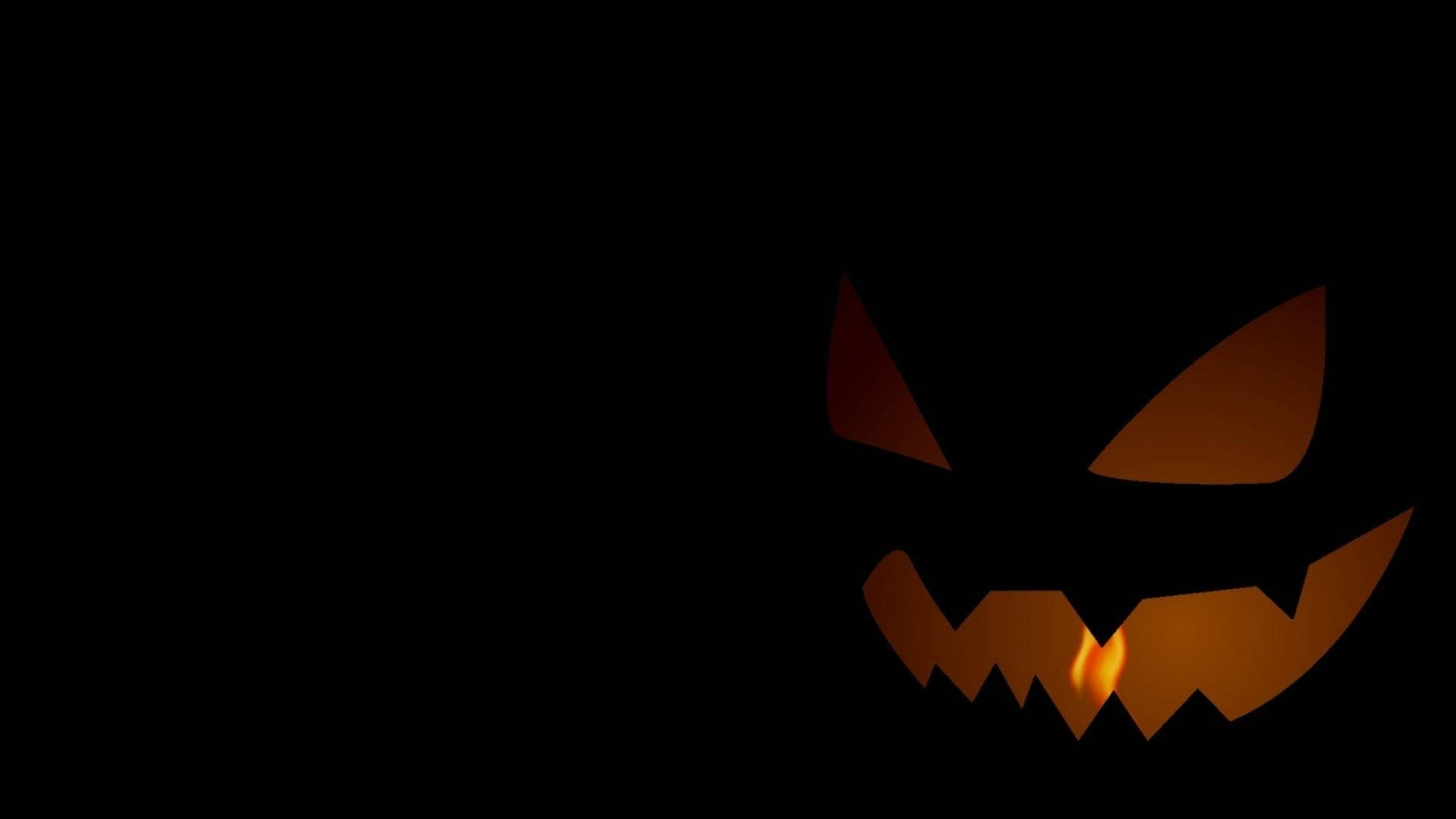 Cartoon Halloween, glowing jack-o'-lantern, sharp triangular eyes, Full HD Desktop Wallpaper