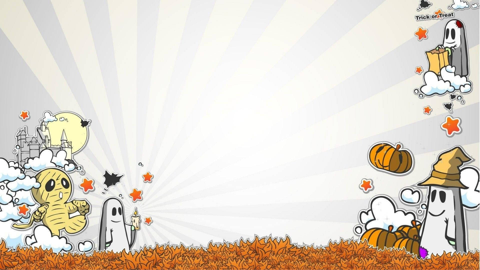 Cartoon Halloween, ghosts, mummies, Full HD Desktop Wallpaper