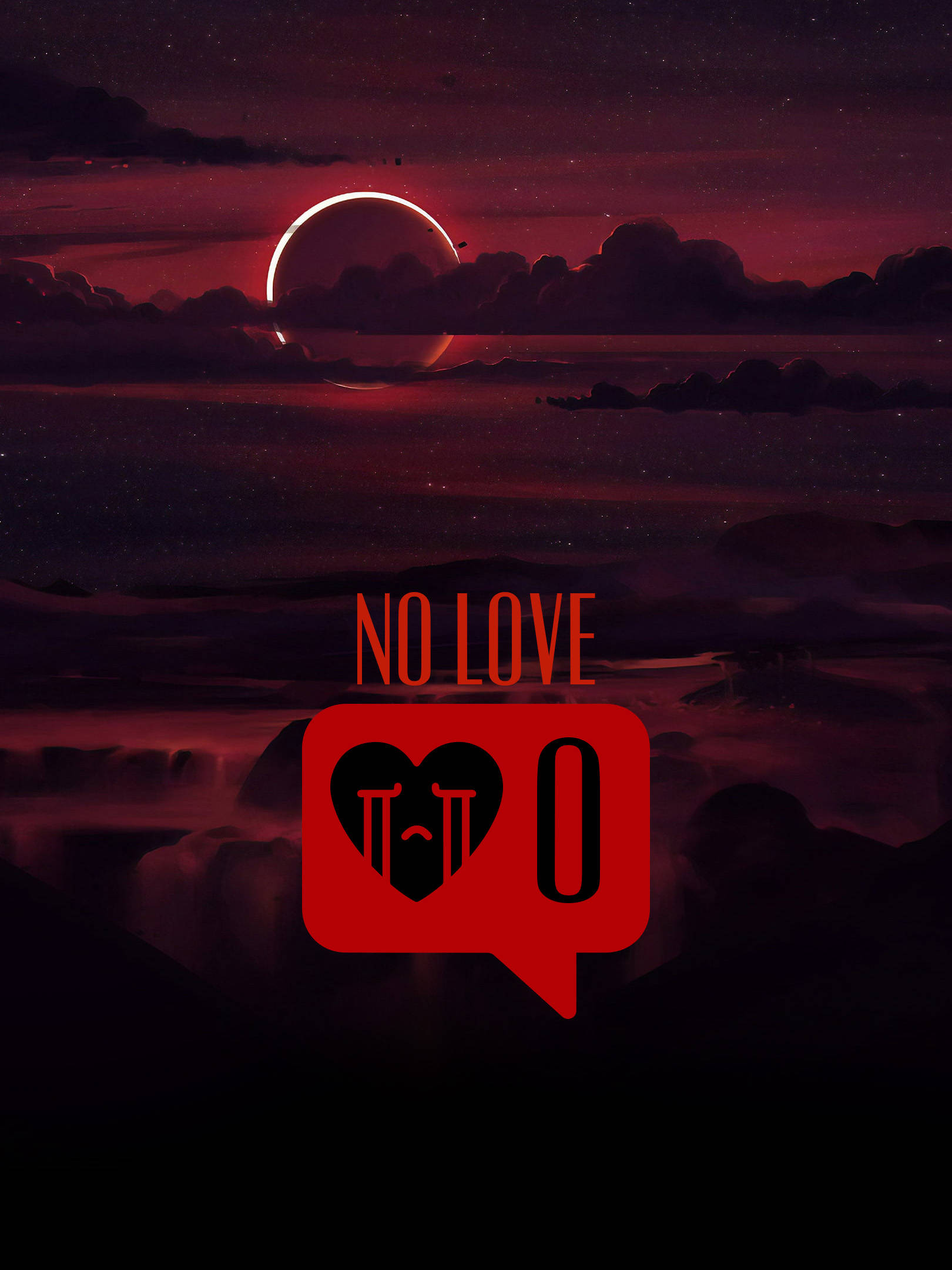 crying heart emoji, surreal red eclipse, starry night sky, Full HD Phone Wallpaper