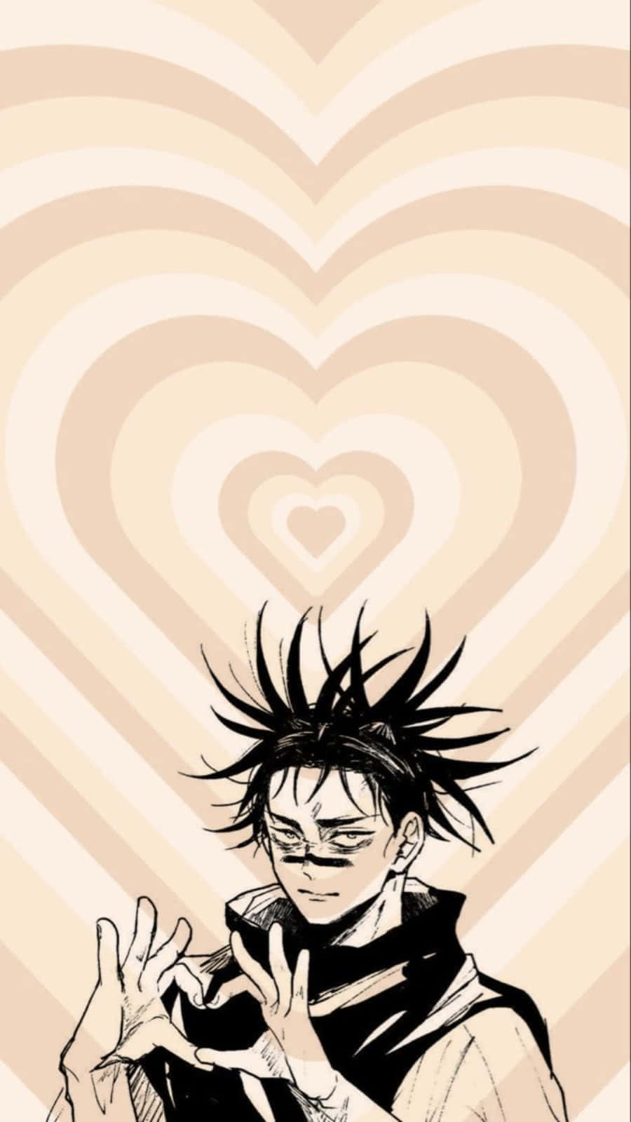 animated character, spiky hair, heart shape, HD Phone Wallpaper