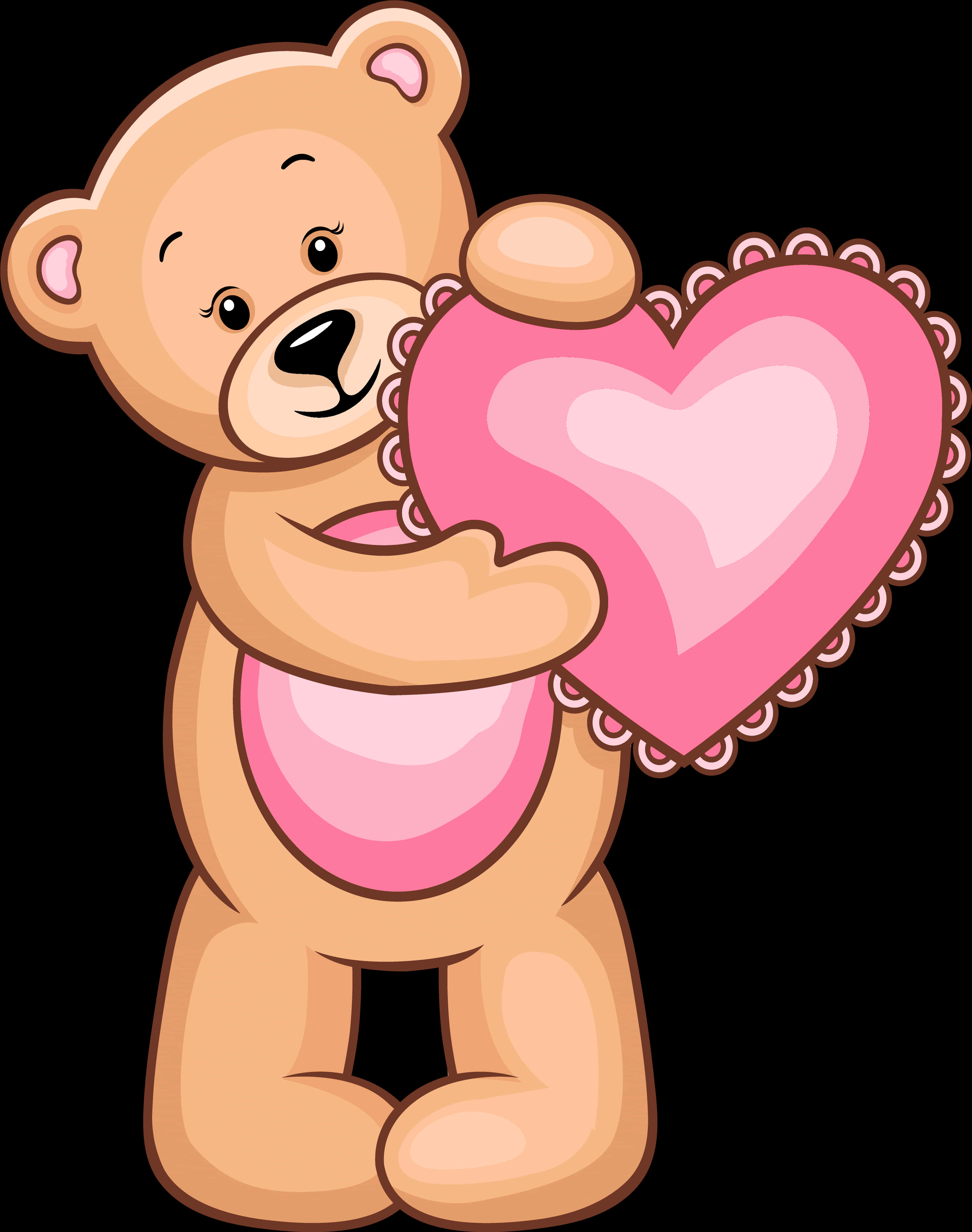 teddy bear, pink heart, lace trim, 4K Phone Wallpaper