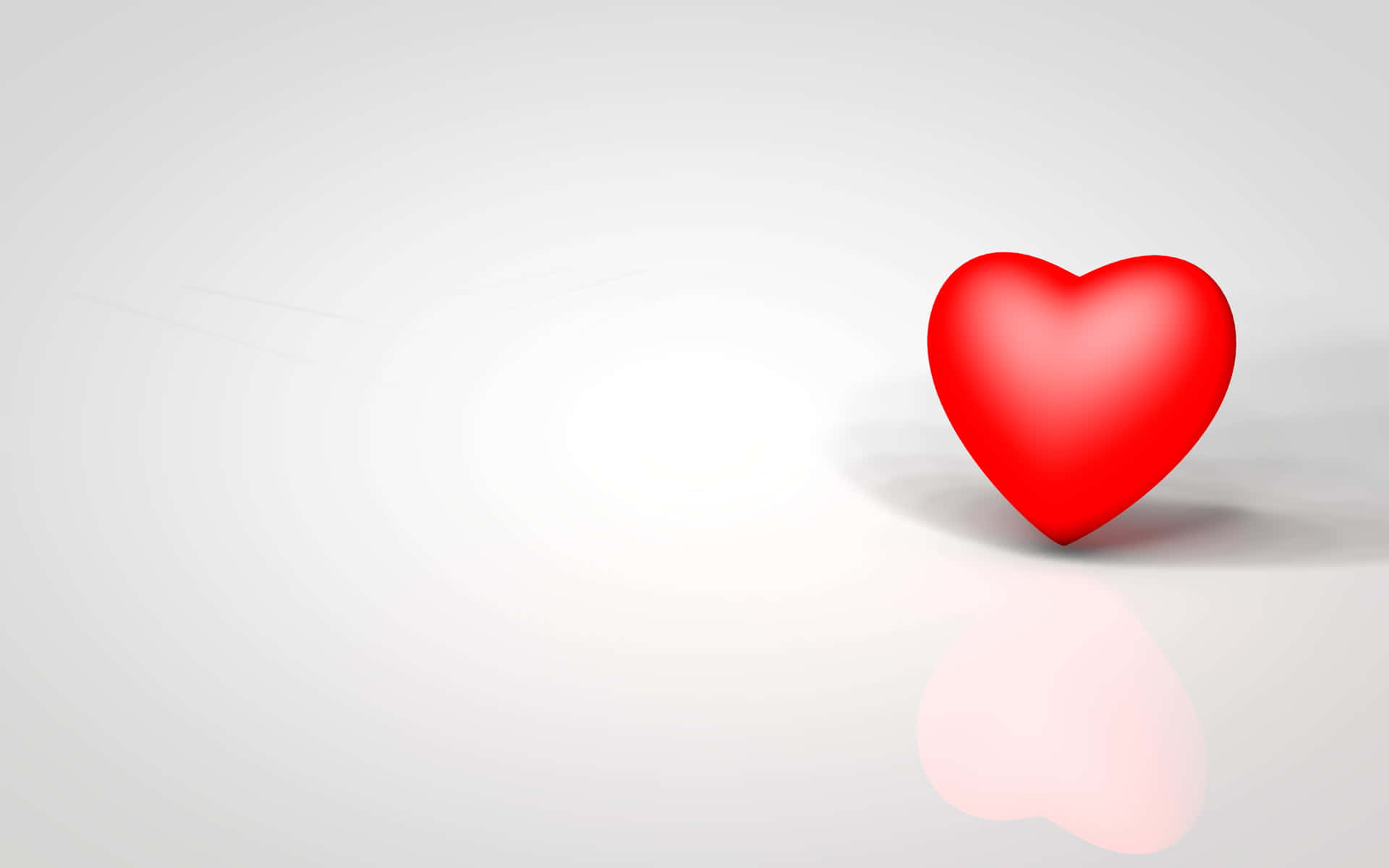 Cartoon Heart, glossy red heart, minimalist white surface, Full HD Desktop Wallpaper