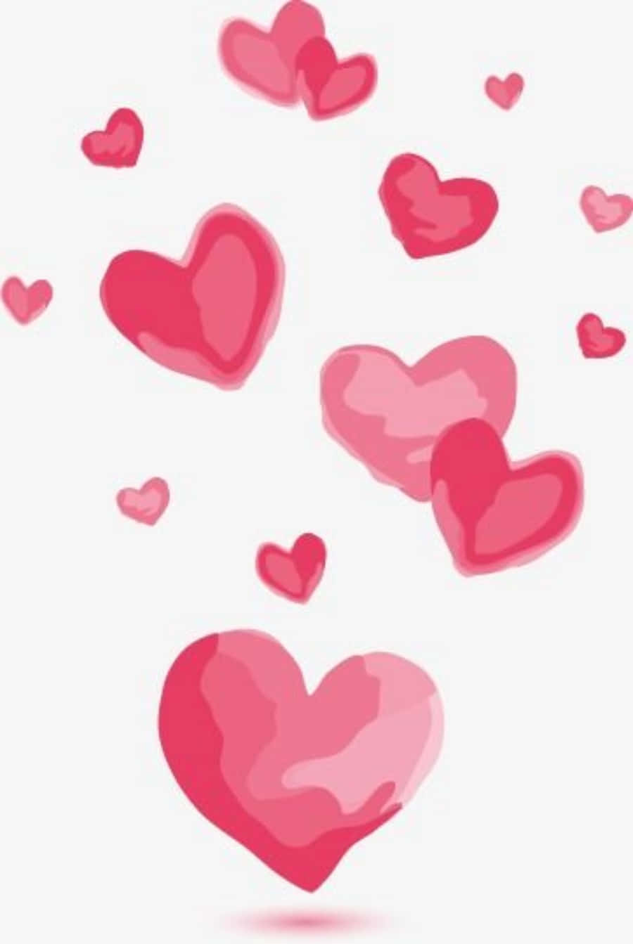 Cartoon Heart, pink hearts, soft white background, HD Phone Wallpaper