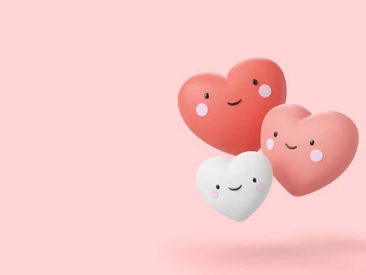 Cartoon Heart, 3d hearts, coral white, SD Desktop Wallpaper