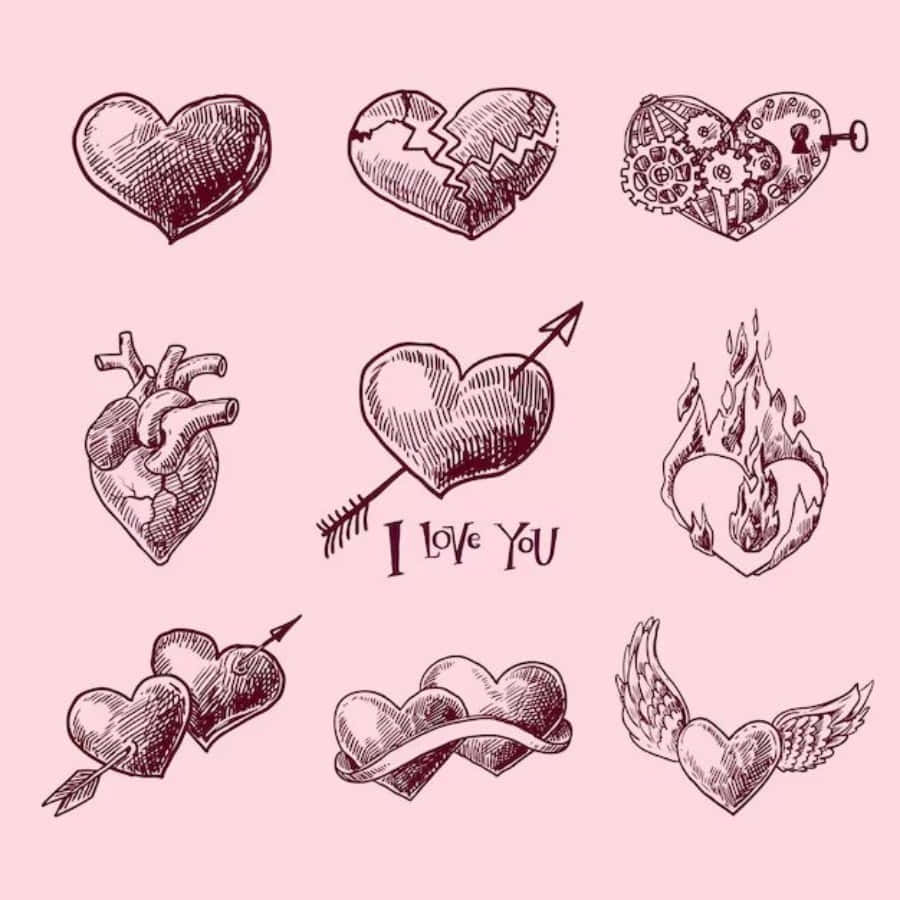 Cartoon Heart, 900 x 900 wallpaper, dark ink, SD Desktop Wallpaper