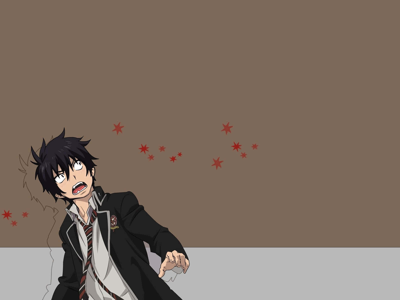 anime boy, school uniform, red stars, HD Desktop Wallpaper