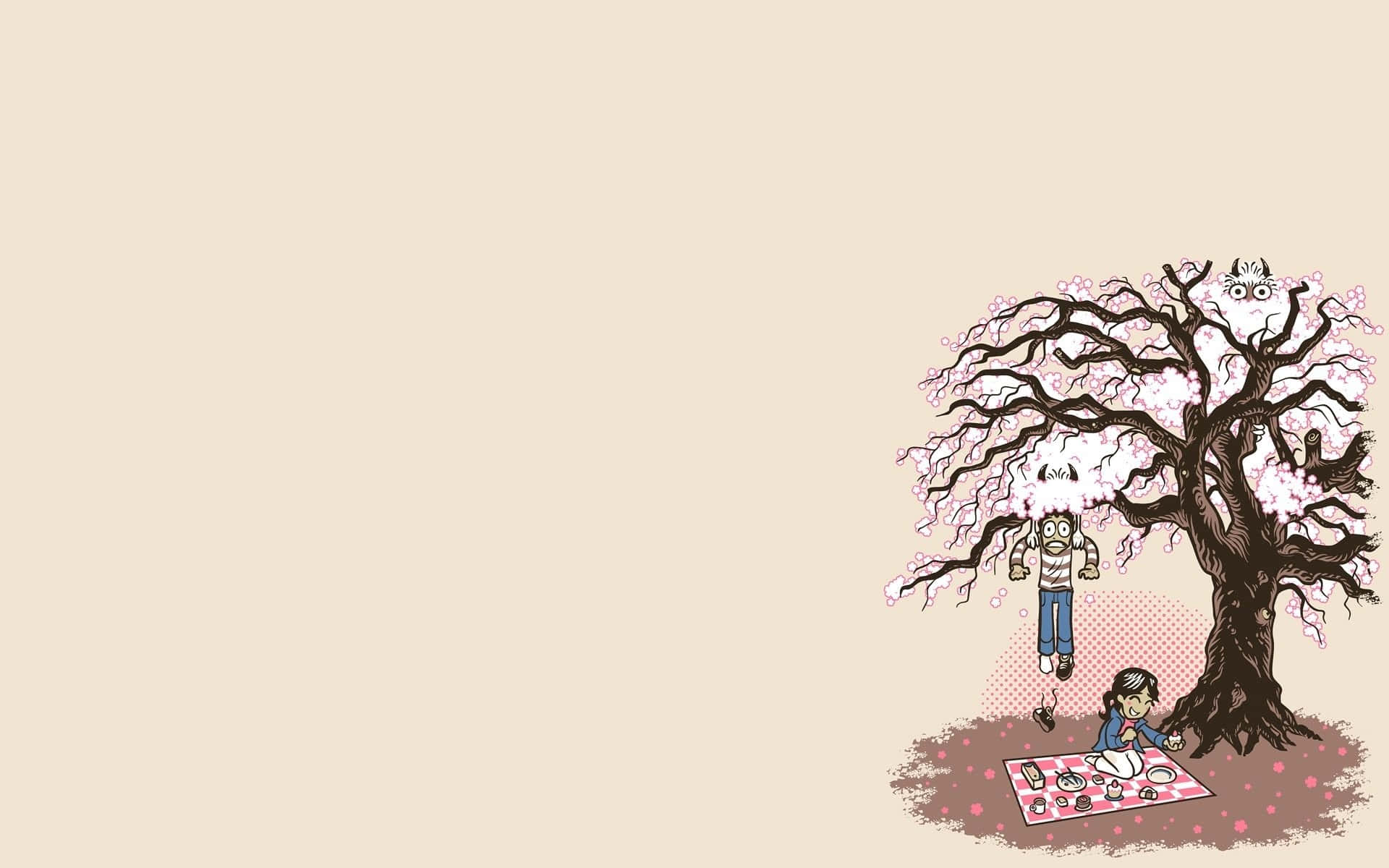 Cartoon Horror, Spooky Haunted House, Dark Forest, Full HD Desktop Wallpaper