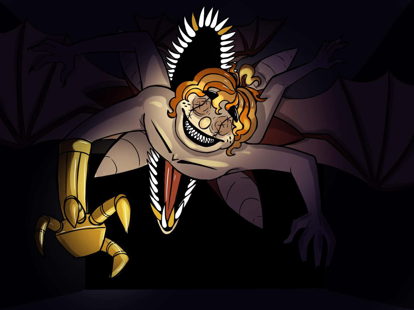 cartoon horror, vampire, orange hair, HD Desktop Wallpaper