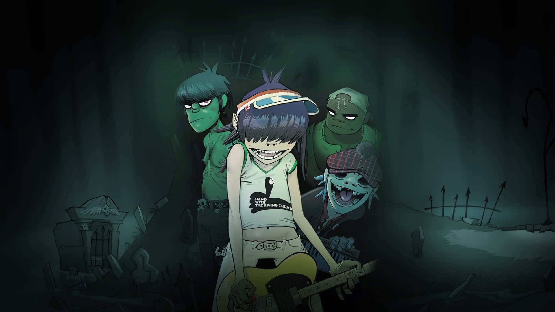 Cartoon Horror, green skin, punk attire, Full HD Desktop Wallpaper