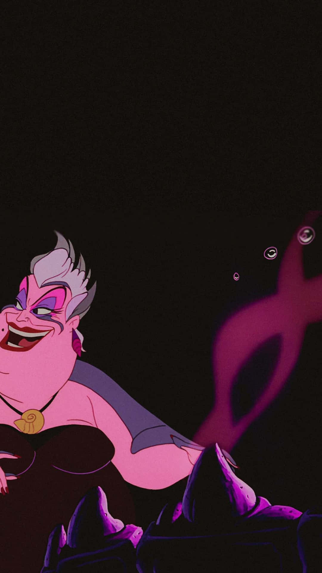 animated sea witch, purple skin, sharp teeth, Full HD Phone Wallpaper