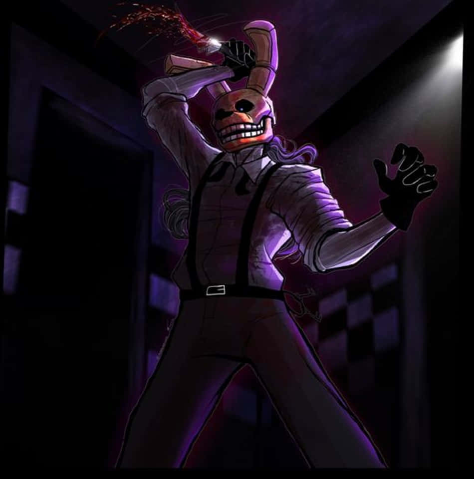 sinister animatronic figure, skeletal bunny, suit, SD Phone Wallpaper