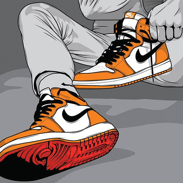 Cartoon Jordan Shoes, orange, black, SD Desktop Wallpaper