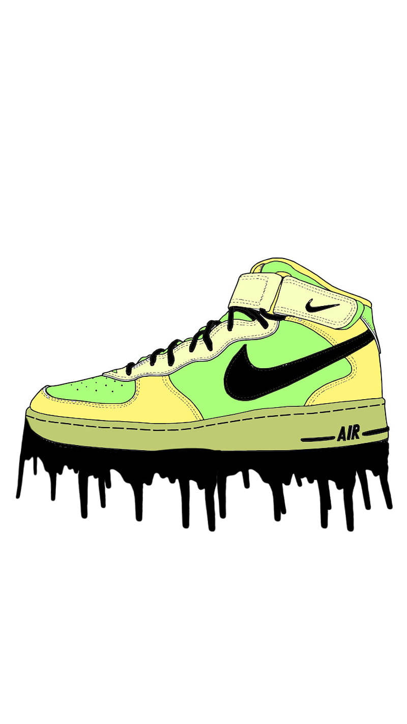 Cartoon Jordan Shoes, lime green, yellow, HD Phone Wallpaper