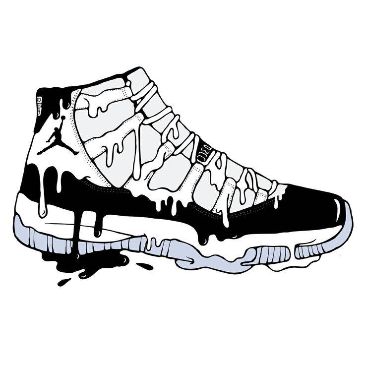 Cartoon Jordan Shoes, 2009, black and white illustration, SD Desktop Wallpaper