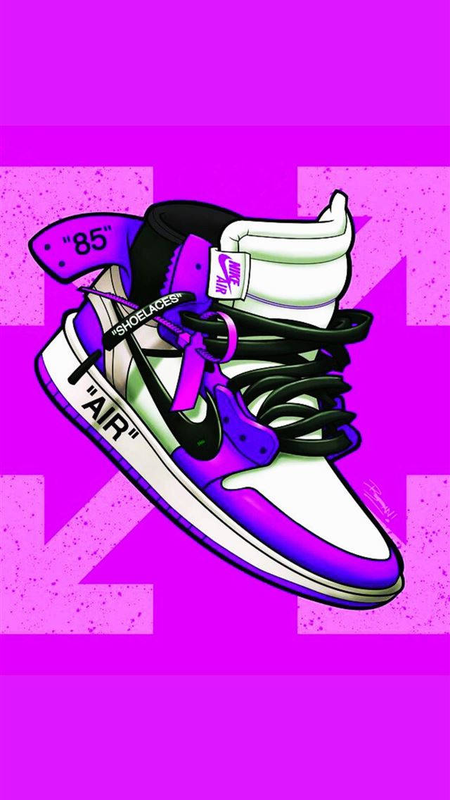 Purple Cartoon Jordan Shoes, purple, black accents, SD Phone Wallpaper