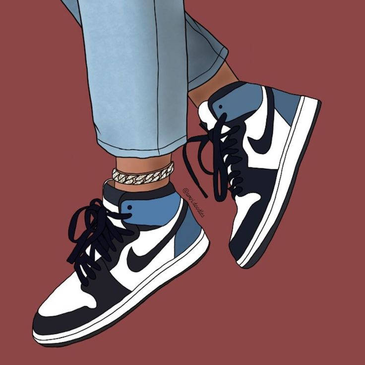 Cartoon Jordan Shoes, sneakers, rolled jeans, SD Desktop Wallpaper