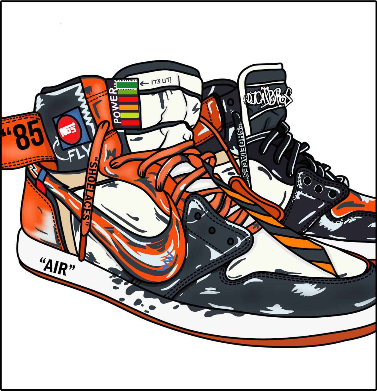Cartoon Jordan Shoes, orange, black, HD Phone Wallpaper