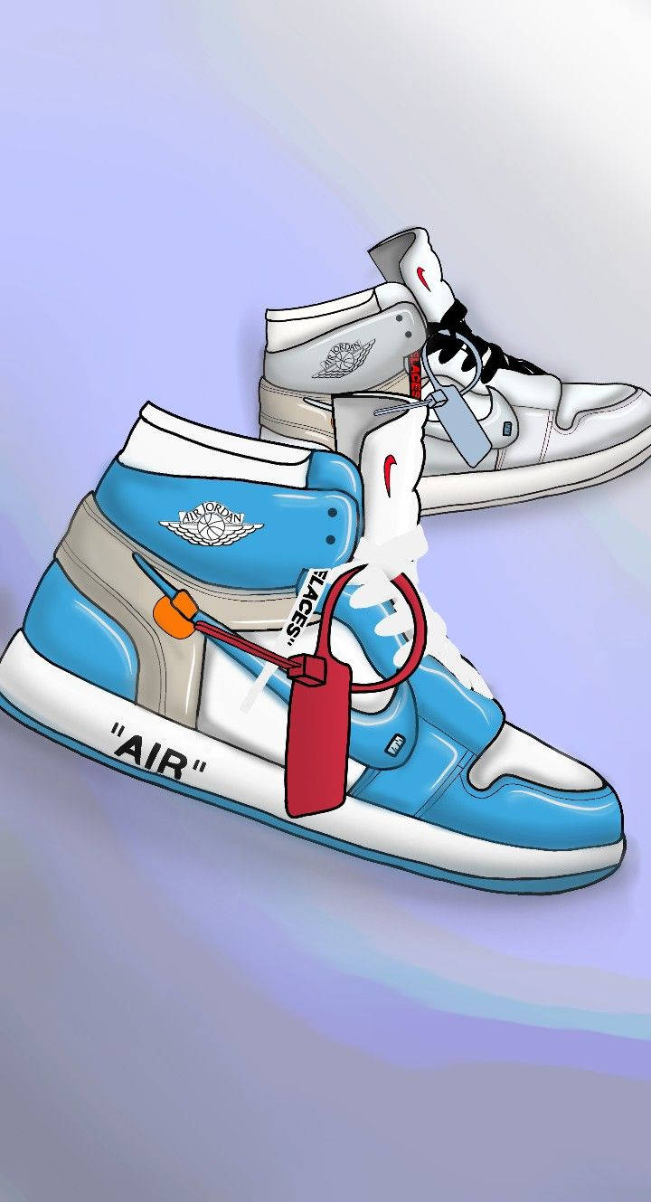 Cartoon Jordan Shoes, blue, white, HD Phone Wallpaper