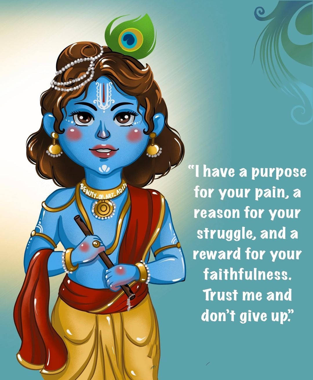 Cartoon Krishna, blue-skinned deity, peacock feather crown, HD Phone Wallpaper