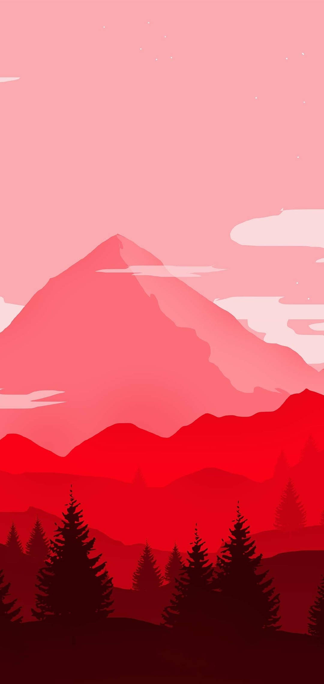 Mountain Cool Android, red vector art, gradient reds and pinks, Full HD Phone Wallpaper