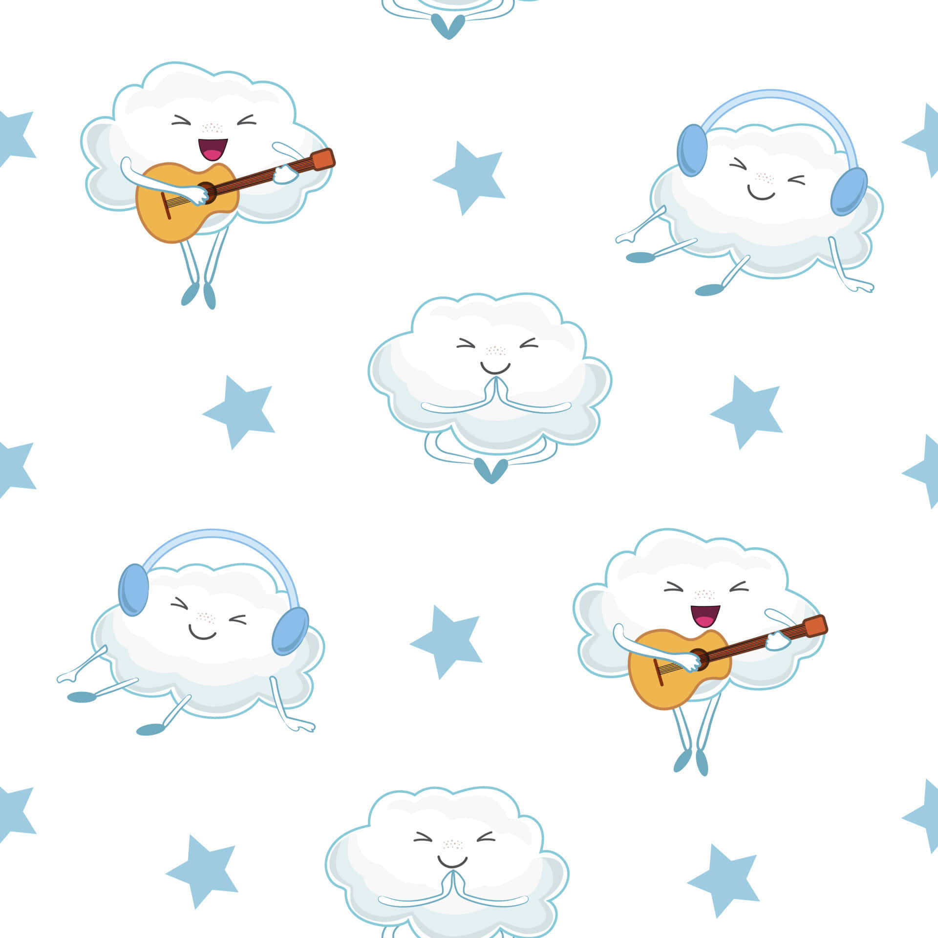Cartoon Music, guitars, headphones, Full HD Desktop Wallpaper