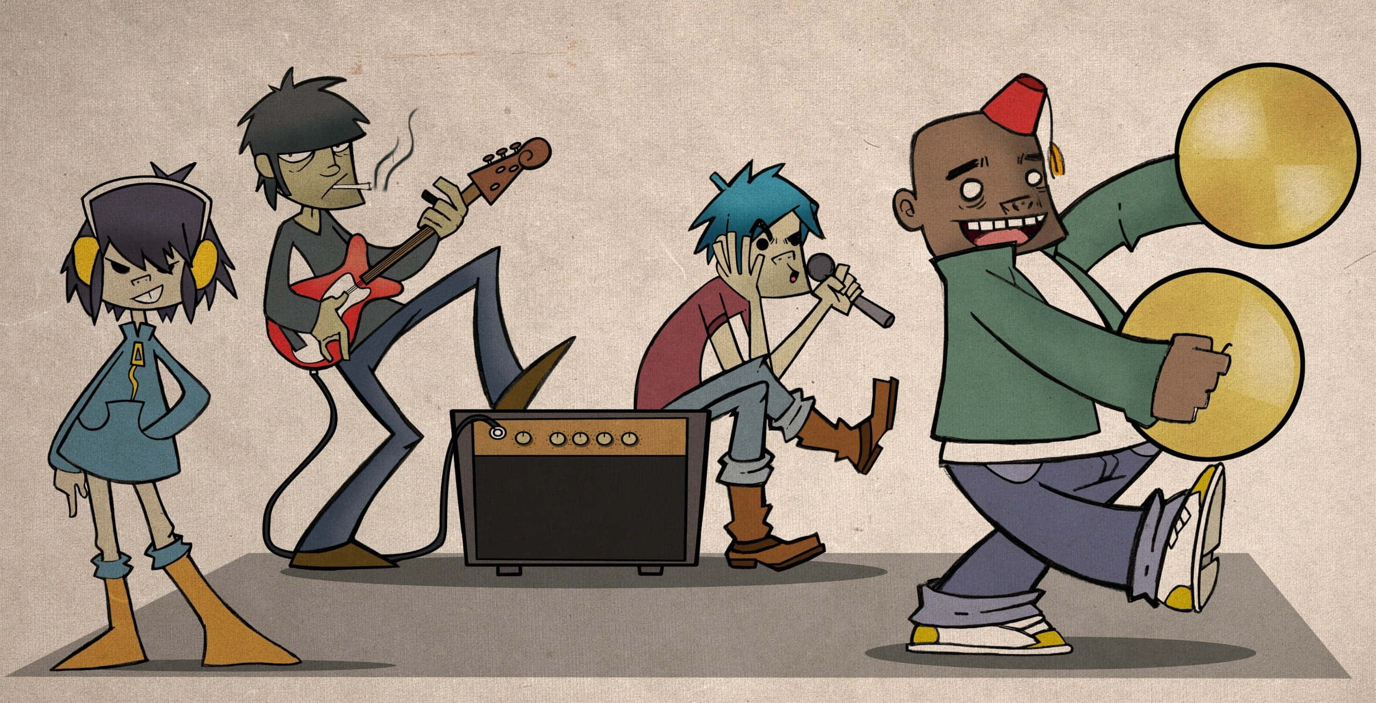Cartoon Music, 2712 x 1386, guitar amp, 2K Desktop Wallpaper