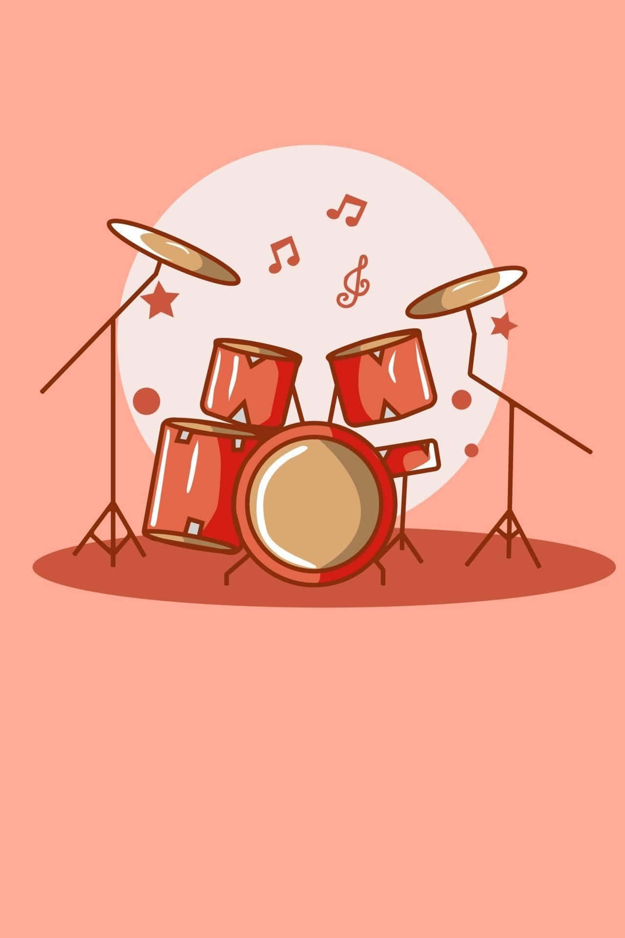 Cartoon Music, drum set, musical notes, Full HD Phone Wallpaper