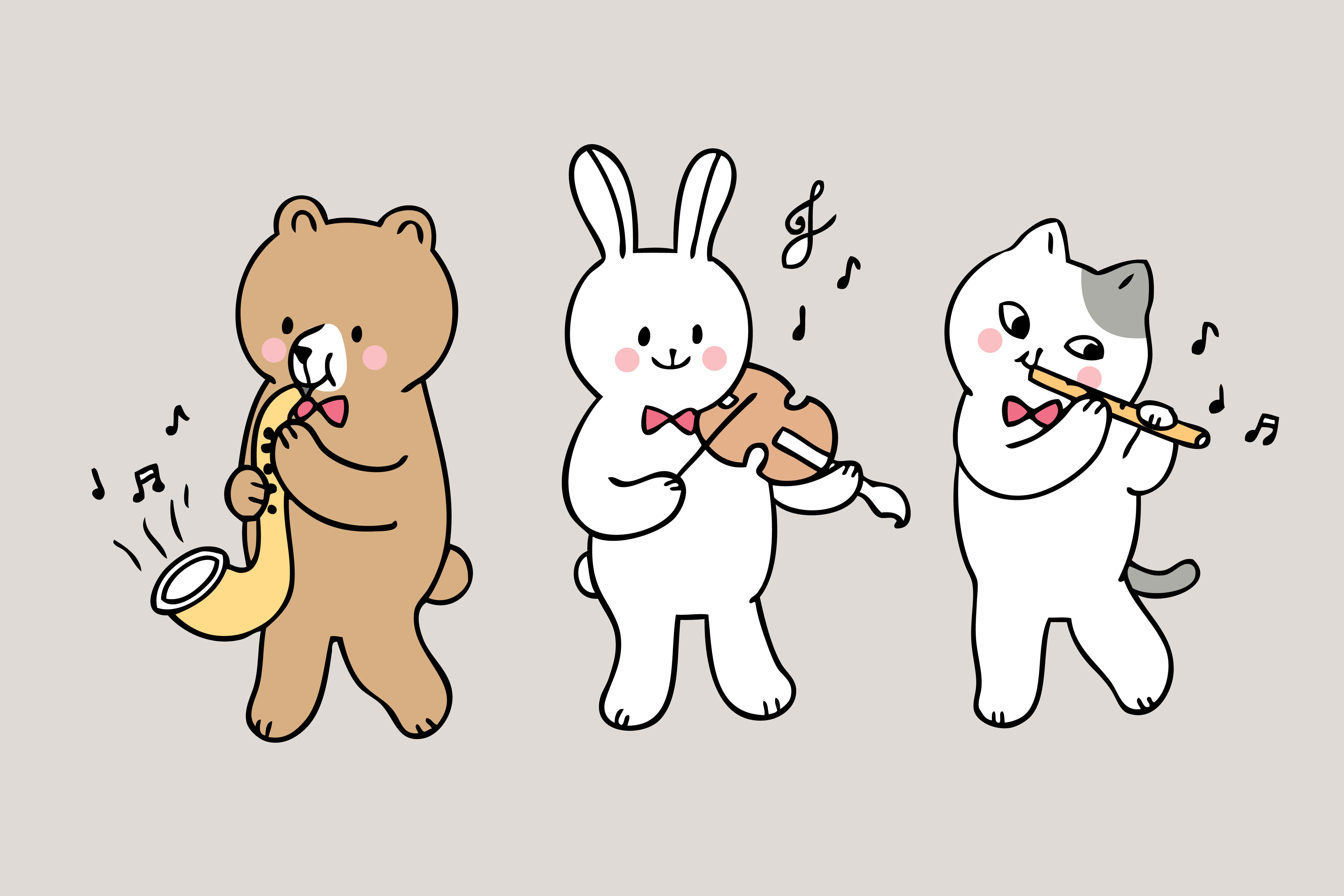 Cartoon Music 5000, saxophone, violin, 4K Desktop Wallpaper