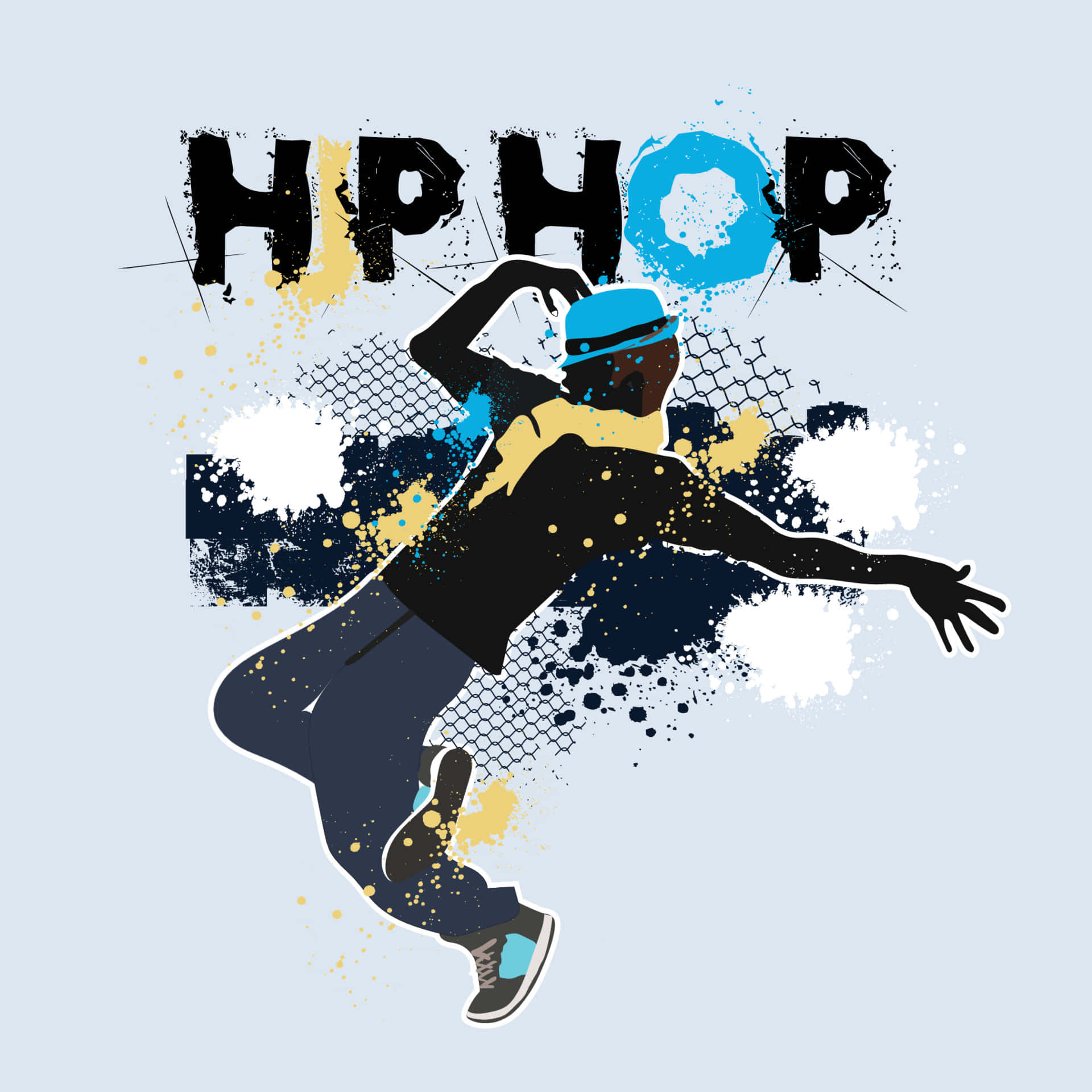 blue hat, black outfit, hip hop, Full HD Desktop Wallpaper