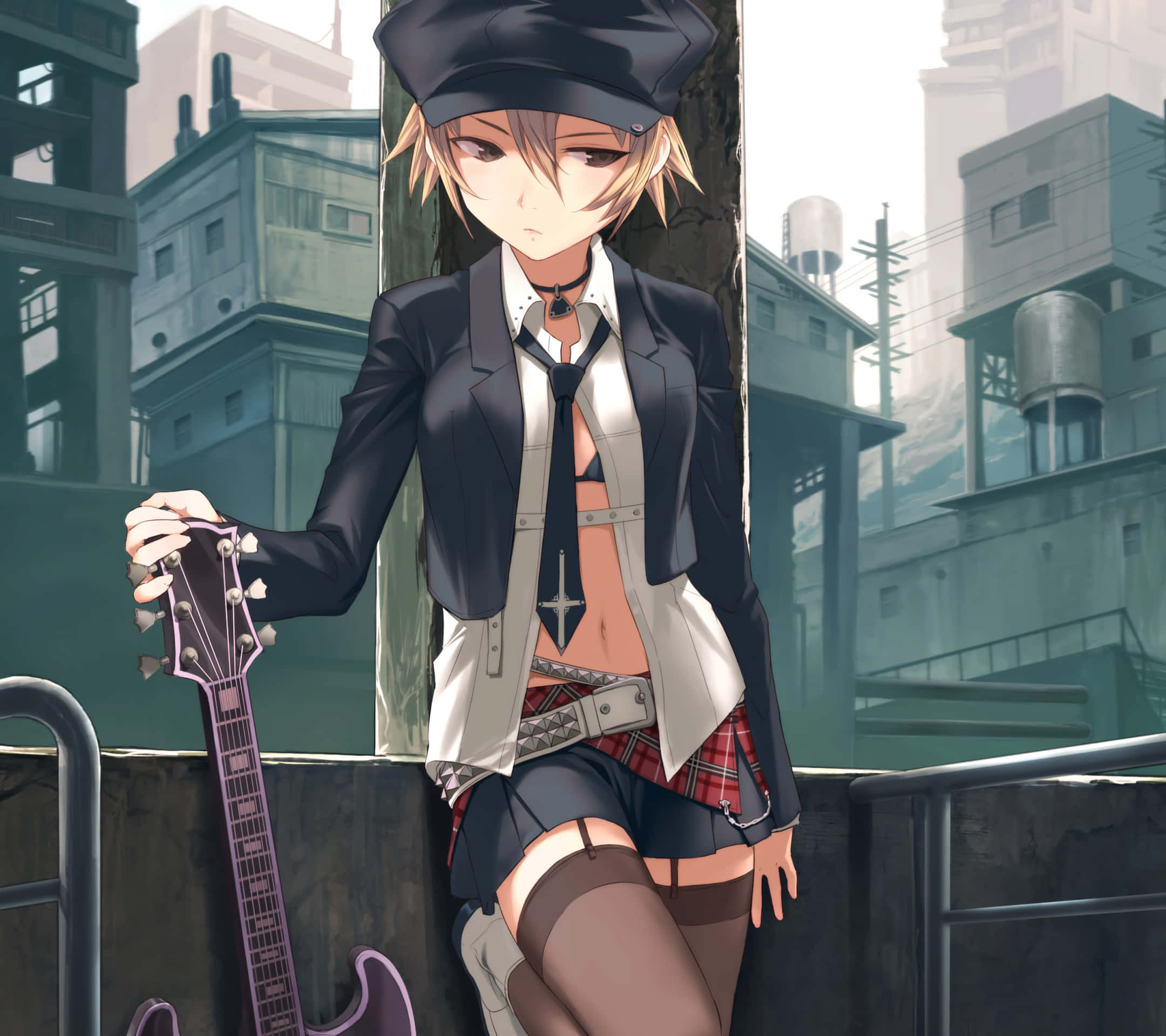 Cartoon Music, anime girl, school uniform, Full HD Desktop Wallpaper