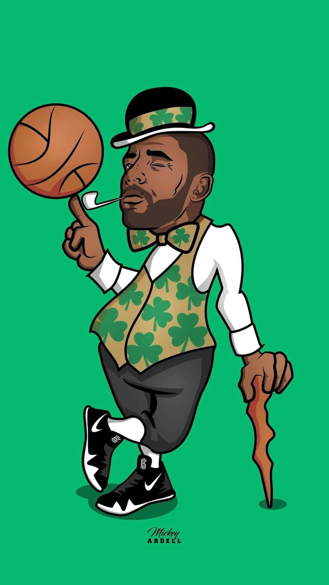 cartoon NBA players, shamrock-patterned vest, top hat, Full HD Phone Wallpaper
