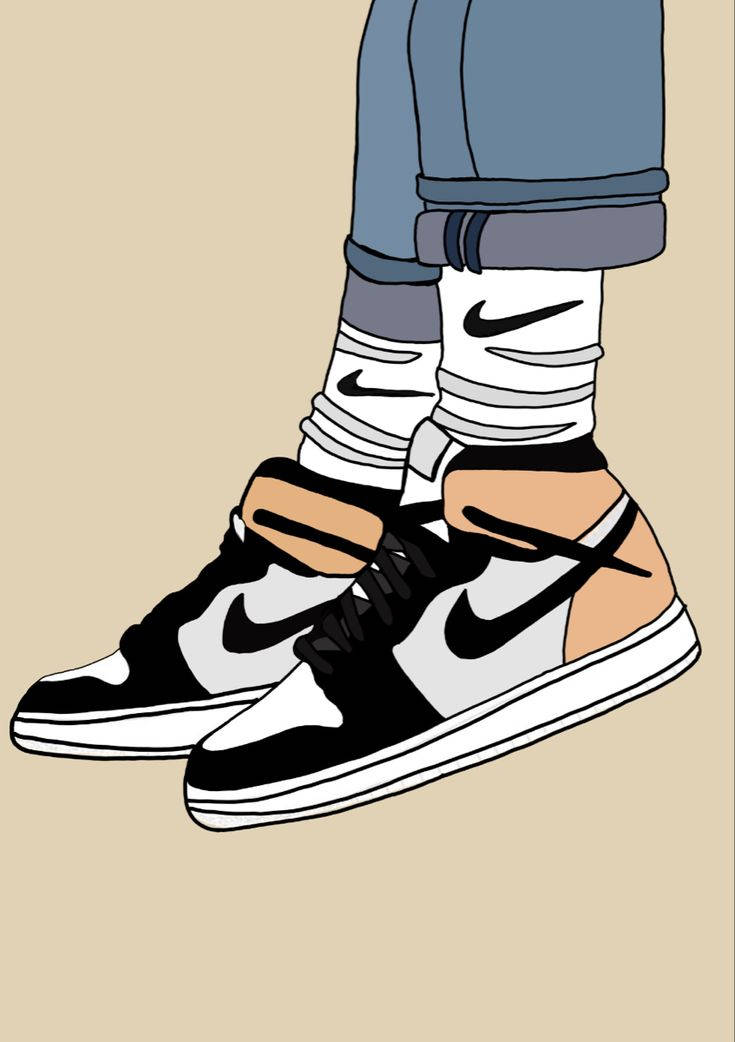 beige, cartoon, Nike, SD Phone Wallpaper