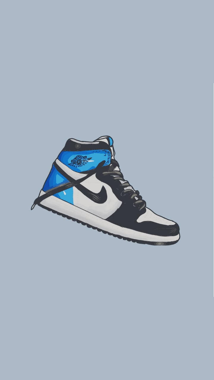 blue gradient, cartoon nike shoes, high-top sneaker, HD Phone Wallpaper