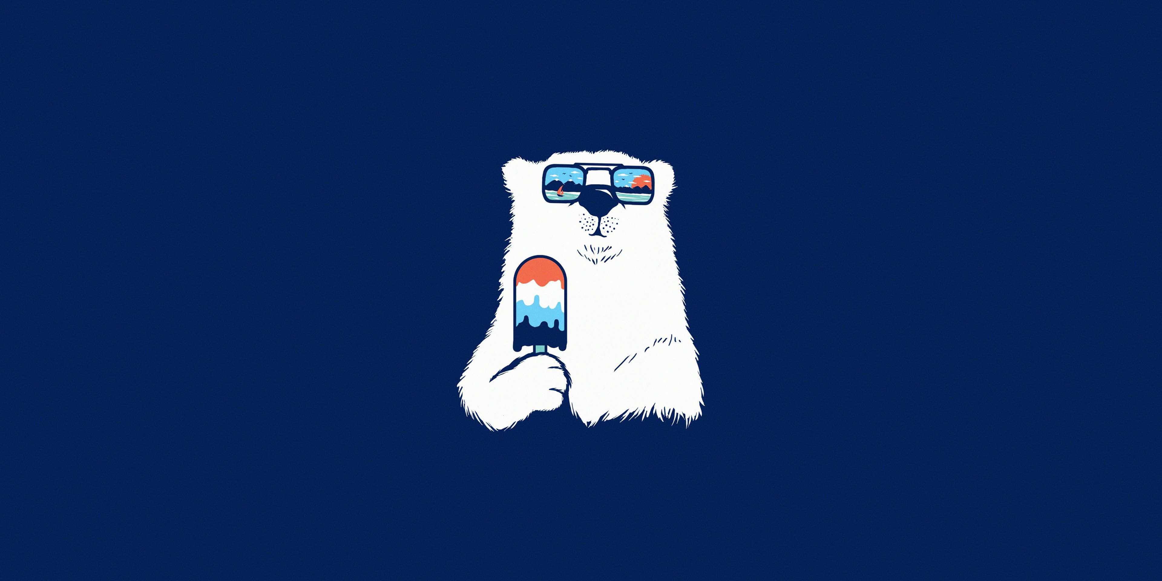 Cartoon Polar Bear, white polar bear, sunglasses, 4K Desktop Wallpaper