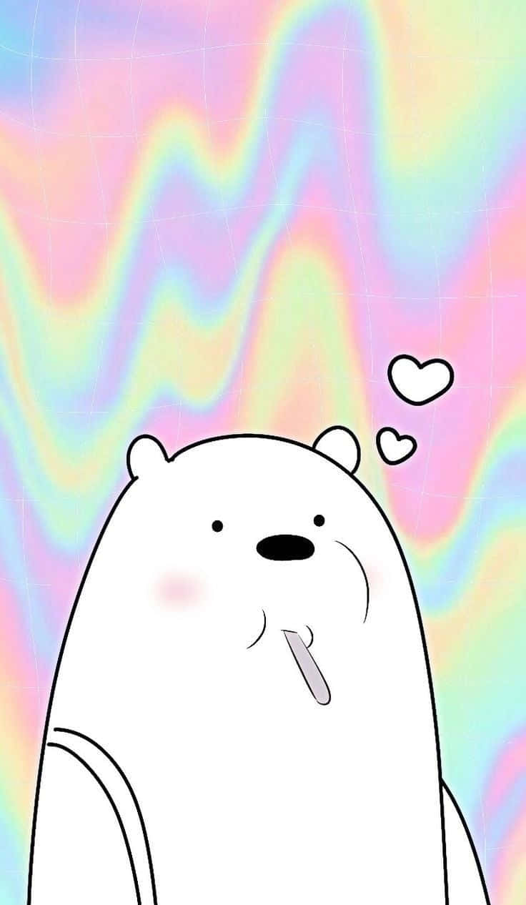 cartoon polar bear, blush, tongue out, SD Phone Wallpaper