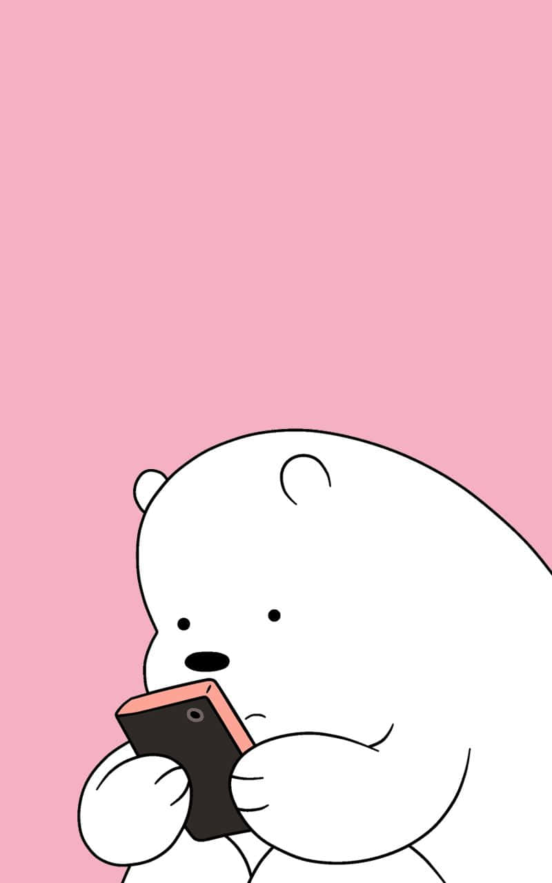 Cartoon Polar Bear, white cartoon bear, pink background, HD Phone Wallpaper