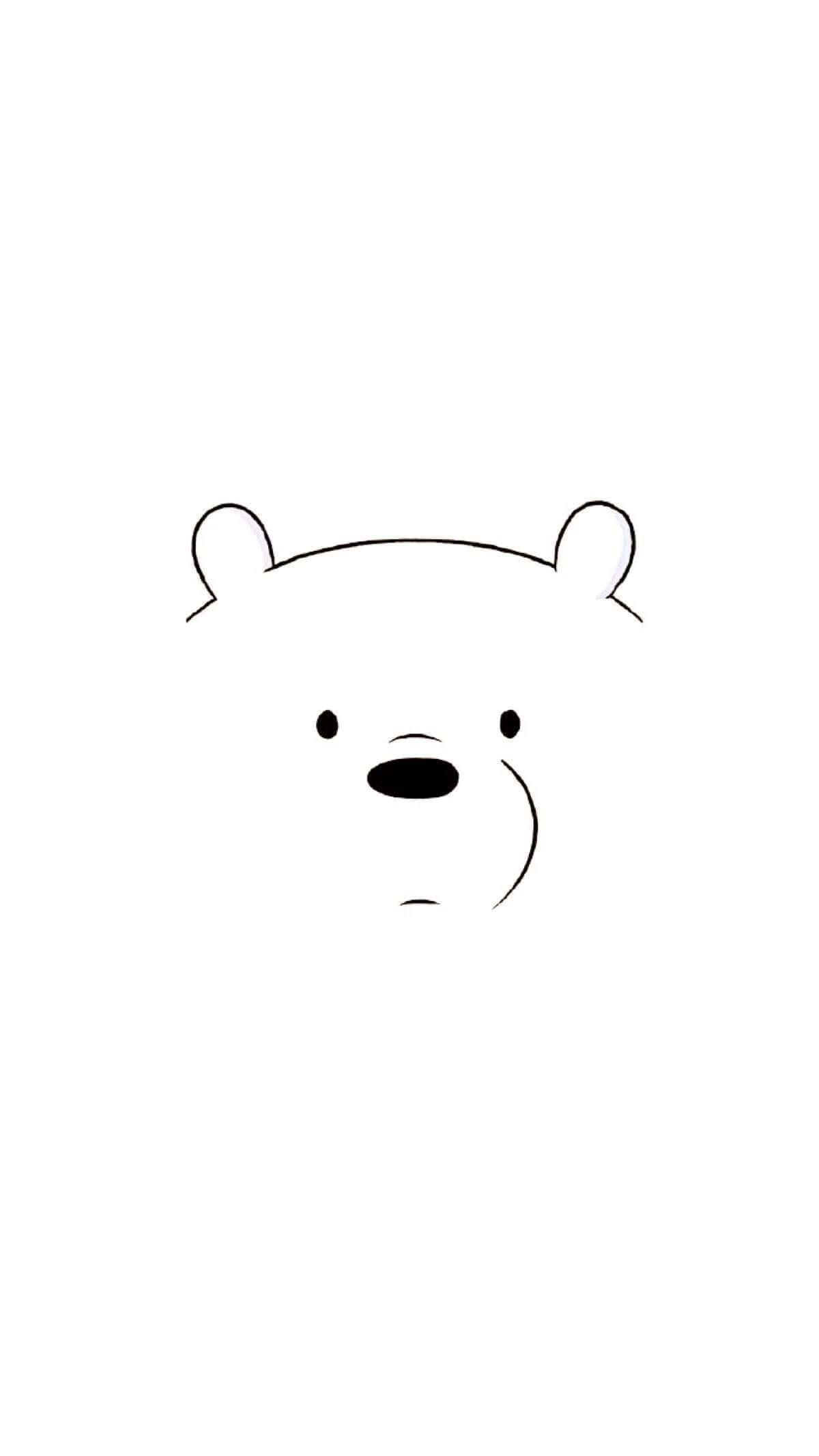 cartoon polar bear, minimalist line drawing, cute bear face, Full HD Phone Wallpaper
