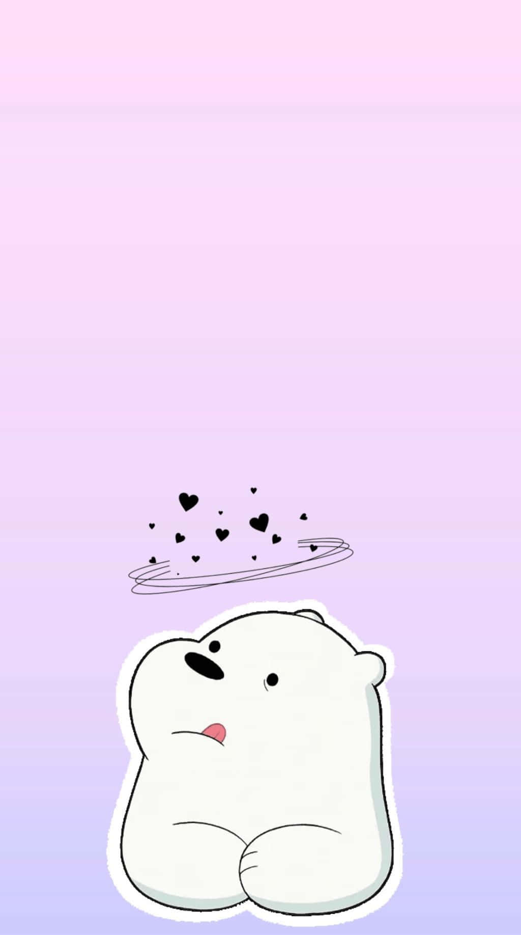 cartoon polar bear, white cartoon bear, pink blush, HD Phone Wallpaper