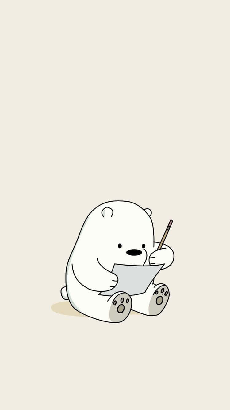 cartoon polar bear, white, pencil, HD Phone Wallpaper